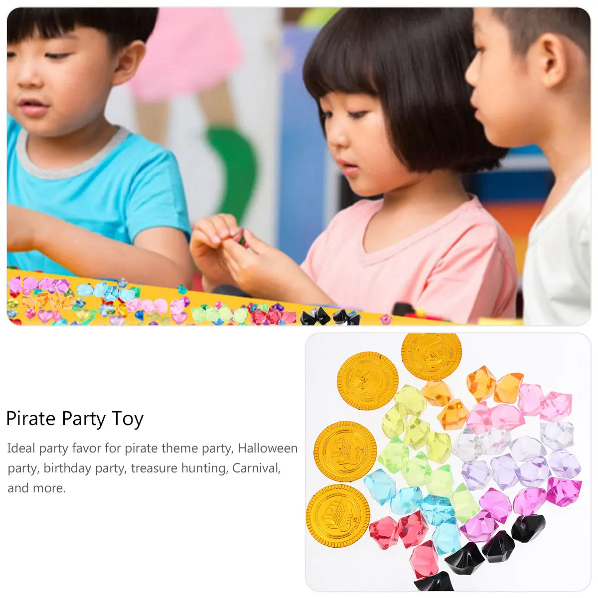120Pcs Pirate Party Supplies Kid Treasure Box Toys For Party Decor Jewelry Playset Gems Favor Masquerade