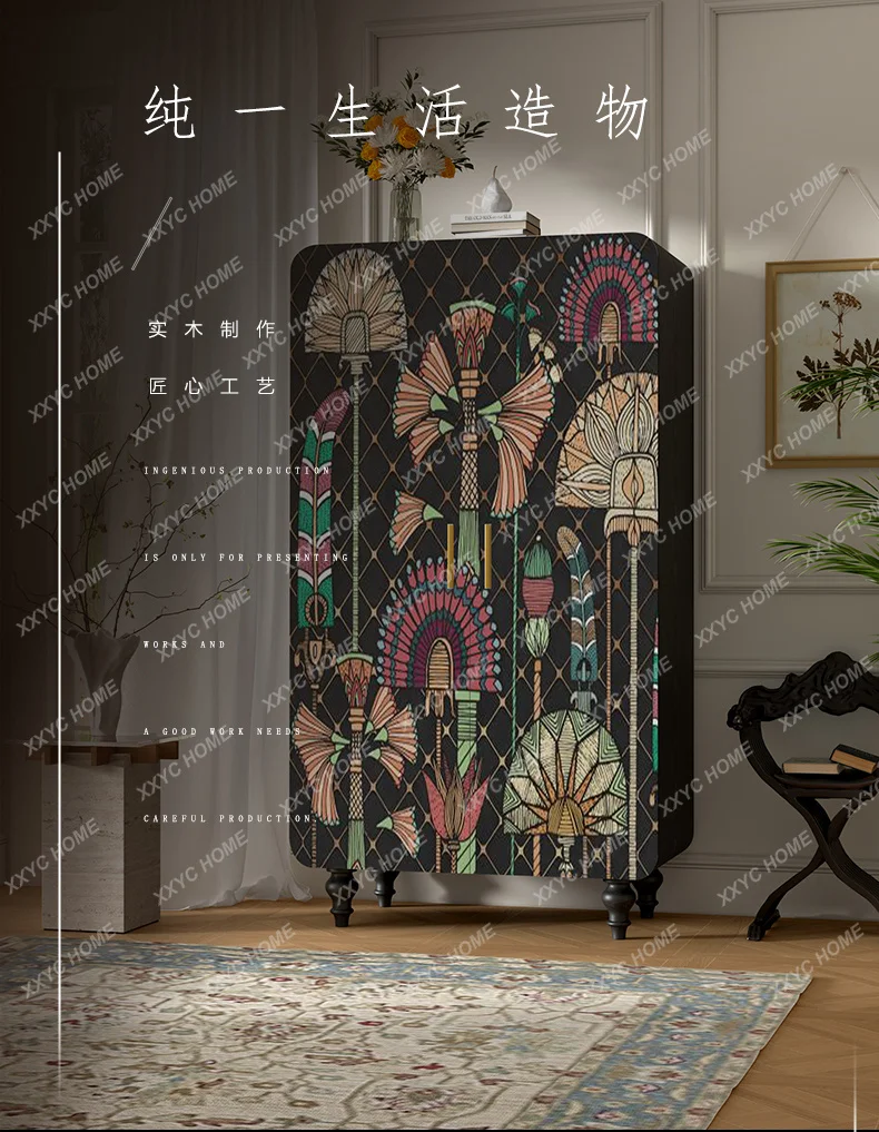 X36 Light Luxury Retro Solid Wood Wardrobe Home Door Wardrobe Storage Locker Can Be Customized