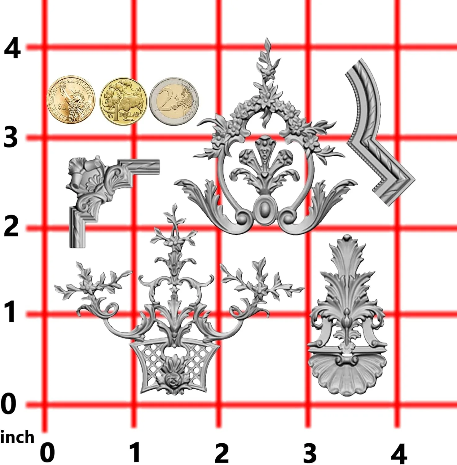 VERIDIAN Baroque Relief Embossed Art Silicone Mold for Polyclay Air Dry Clay Plaster, Decorative Column and Sculpture Statue