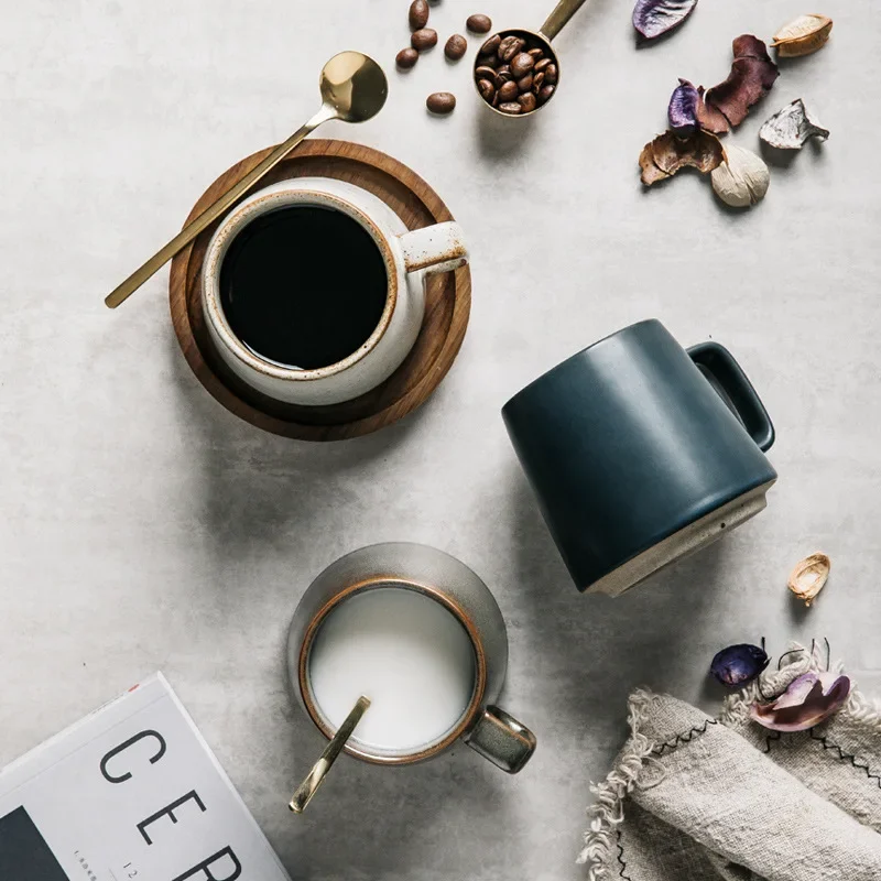 

CLL coarse pottery mug retro water cup household ceramic cup creative coffee cup gift box