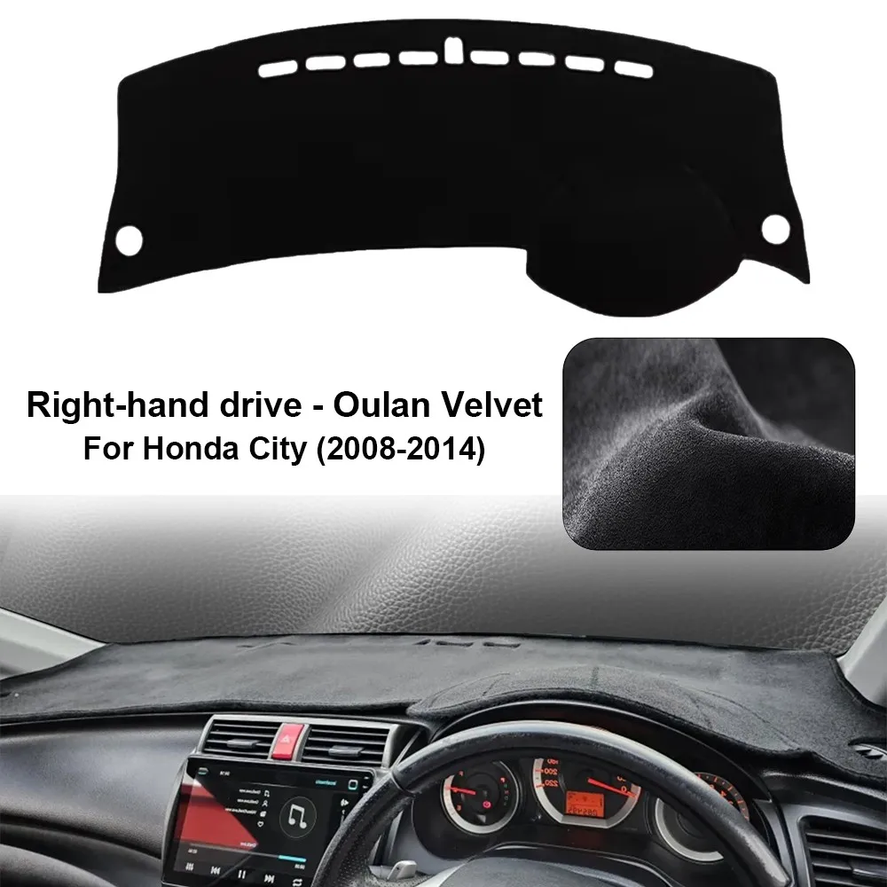 Capa de flanela para painel de carro, para honda city 2008-2014, tapete para painel, carpete, anti-uv, acessórios para interior de automóveis