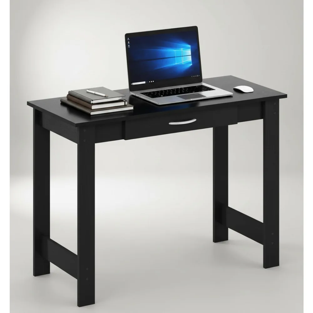 مكتب كتابة كبير مع درج، أثاث المكاتب المنزلية الحديثة لغرفة الدراسة، لمسة نهائية من الخشب الأسود #1