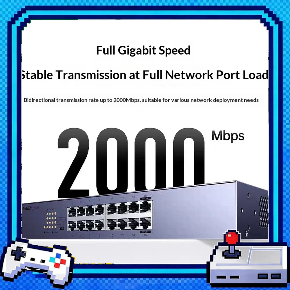 UGREEN CM939 75289 16 Port Gigabit Ethernet Switch 32Gbps Rackmount Network Splitter Plug and Play