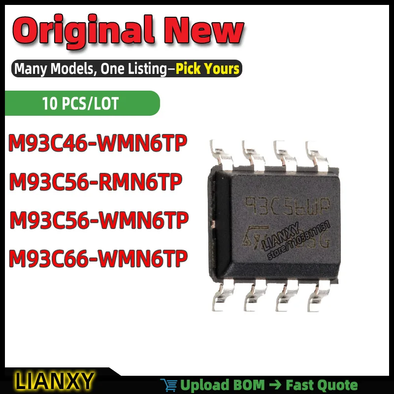M93C66-WMN6TP M93C56-WMN6TP M93C56-RMN6TP M93C46-WMN6TP SOIC-8 ELECTRICALLY ERASABLE PROGRAMMABLE READ-ONLY MEMORY New Original
