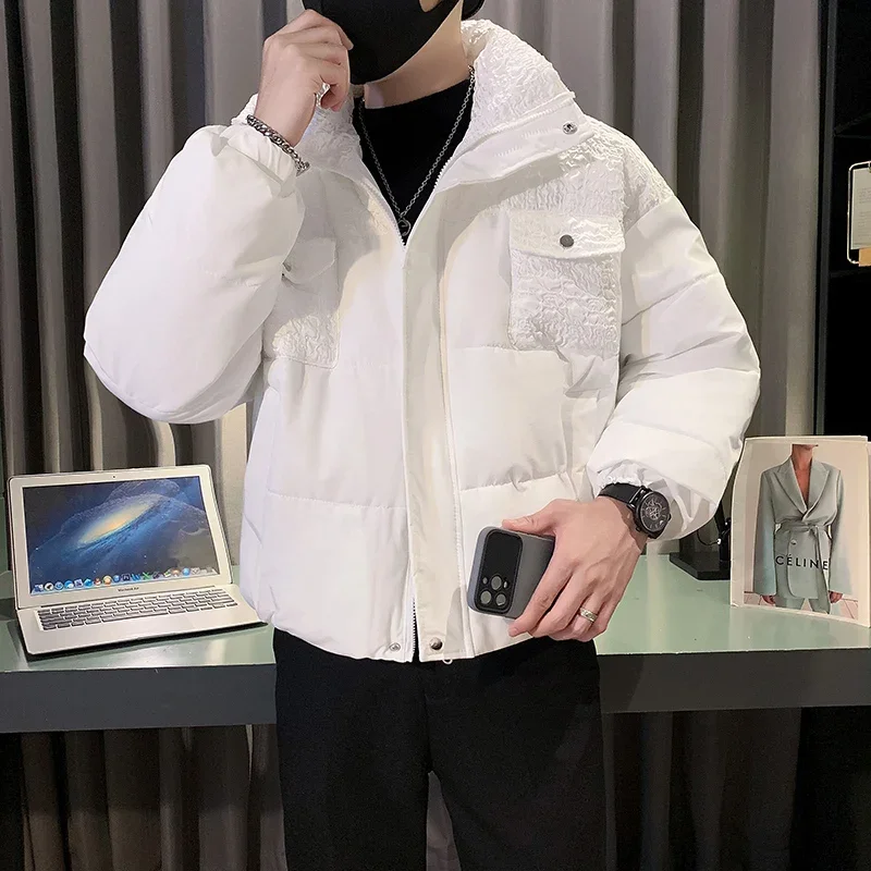 2023 Winter Parkas Men Loose Casual Businessl Windproof Warm Zipper Cotton Coat Korean Stand Collar Puffer Jackets Men Clothing