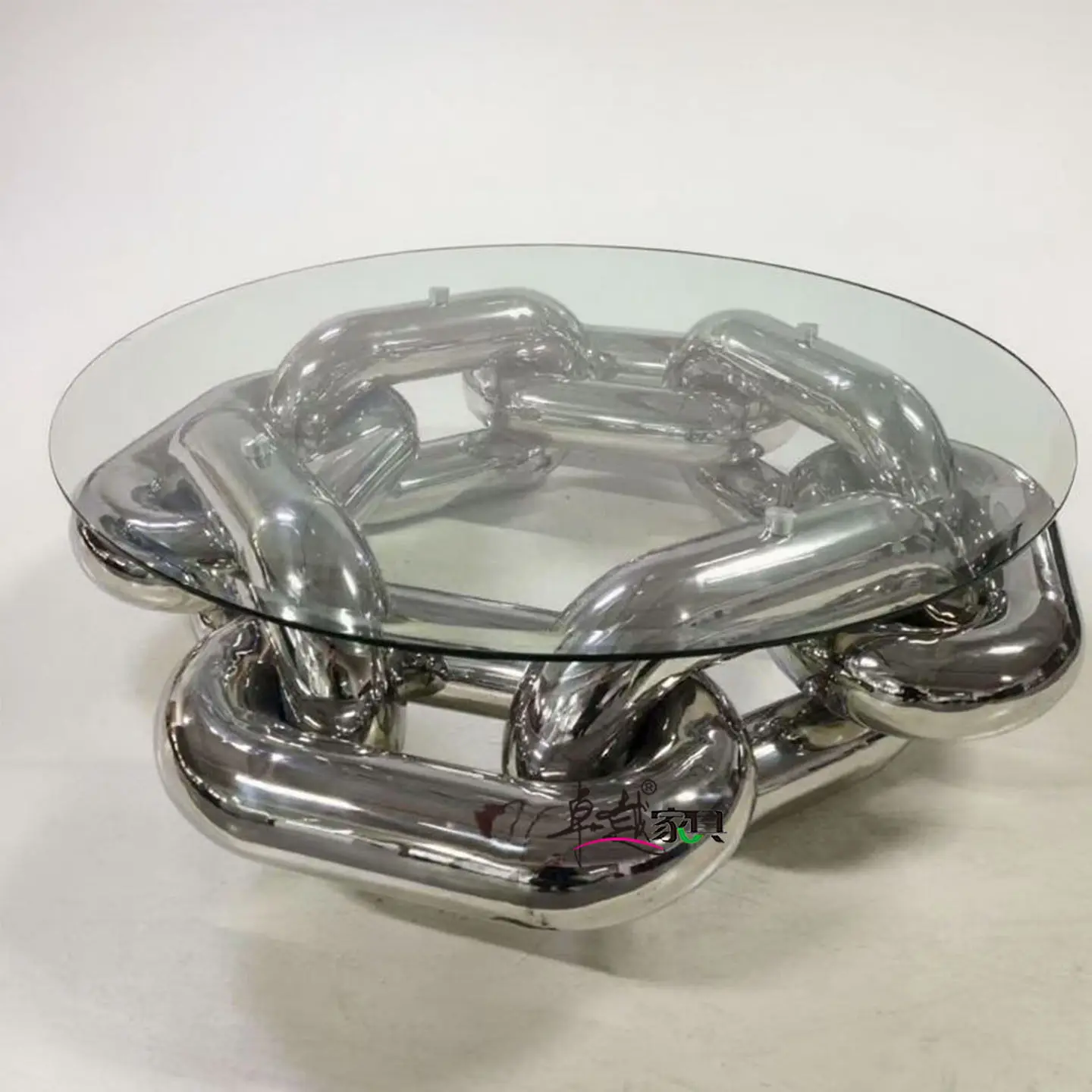 

Журнальный столик AA Light Luxury, круглый, из нержавеющей стали, для виллы, гостиной, с закаленным стеклом и прозрачными краями