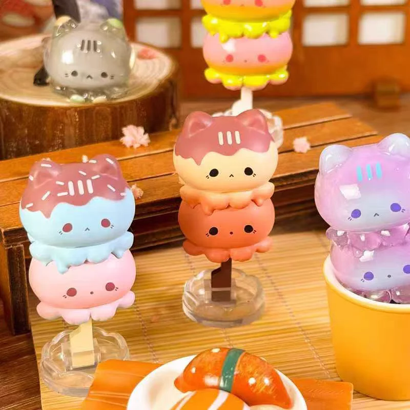 Caja ciega Oden de caramelo, polvo, Mustaa de fresa, 'Meow Meow', cuentas adorables, juguete coleccionable, figura temática de Anime