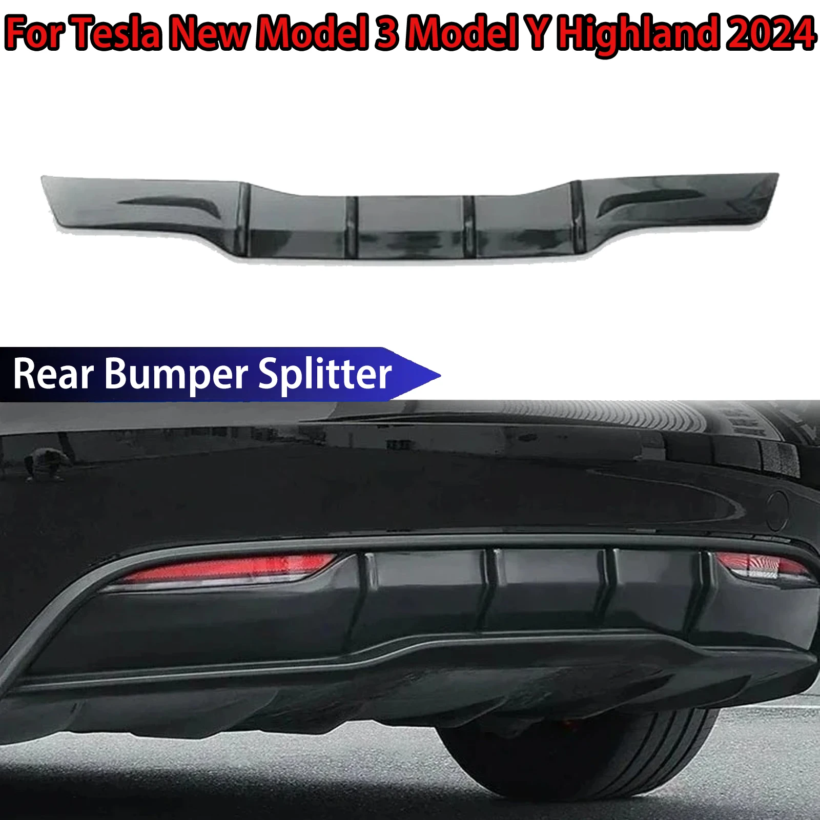 

For Tesla New Model 3 Model Y Highland 2024+ Protection Plate Car Rear Bumper Splitter Spoiler Lip Diffuser Accessoris Body Kit