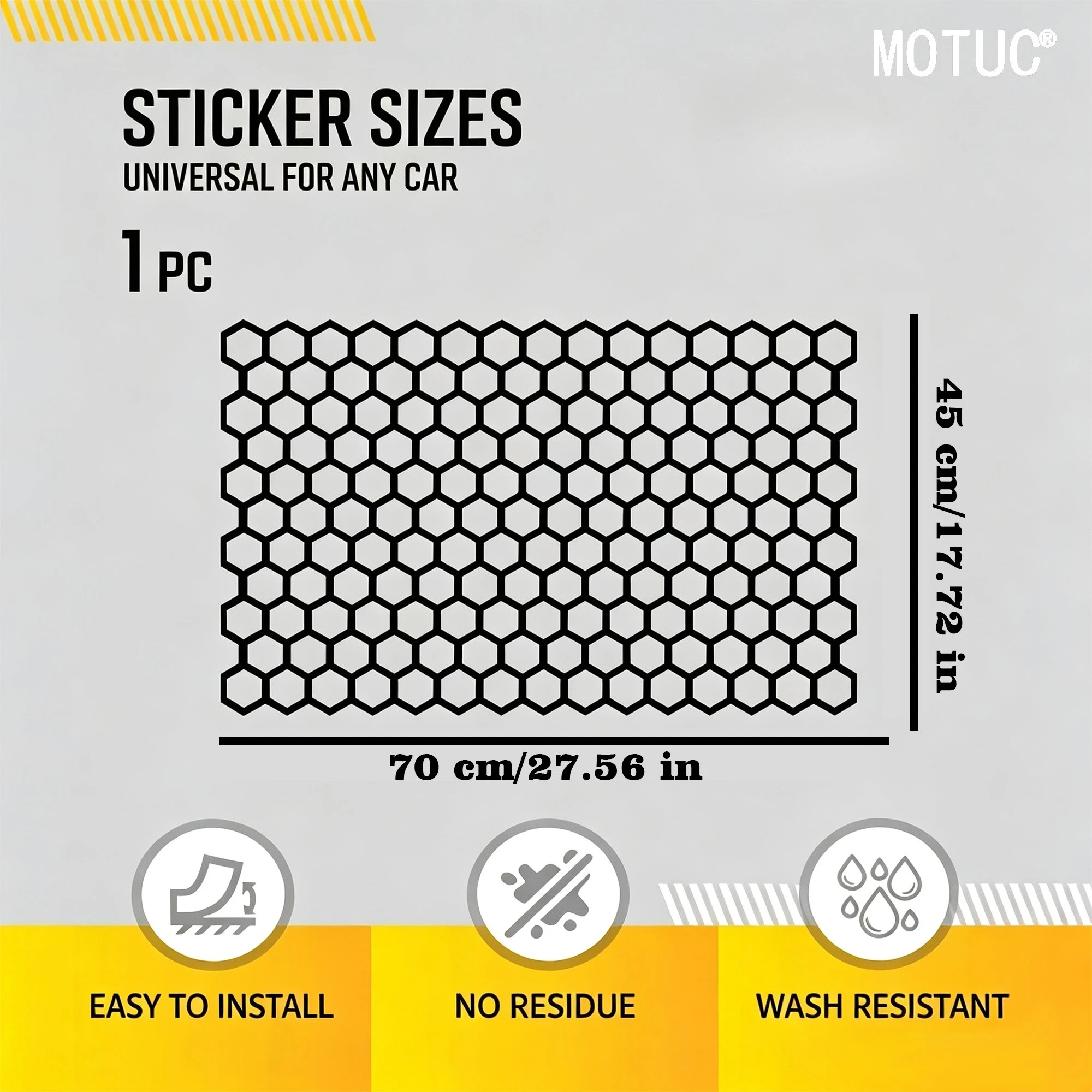 1Set Large Matte Black Honeycomb Pattern Car Stickers Van Decals Waterproof DIY SUV Window Side Body Craetive Sunshade Car Film view 2