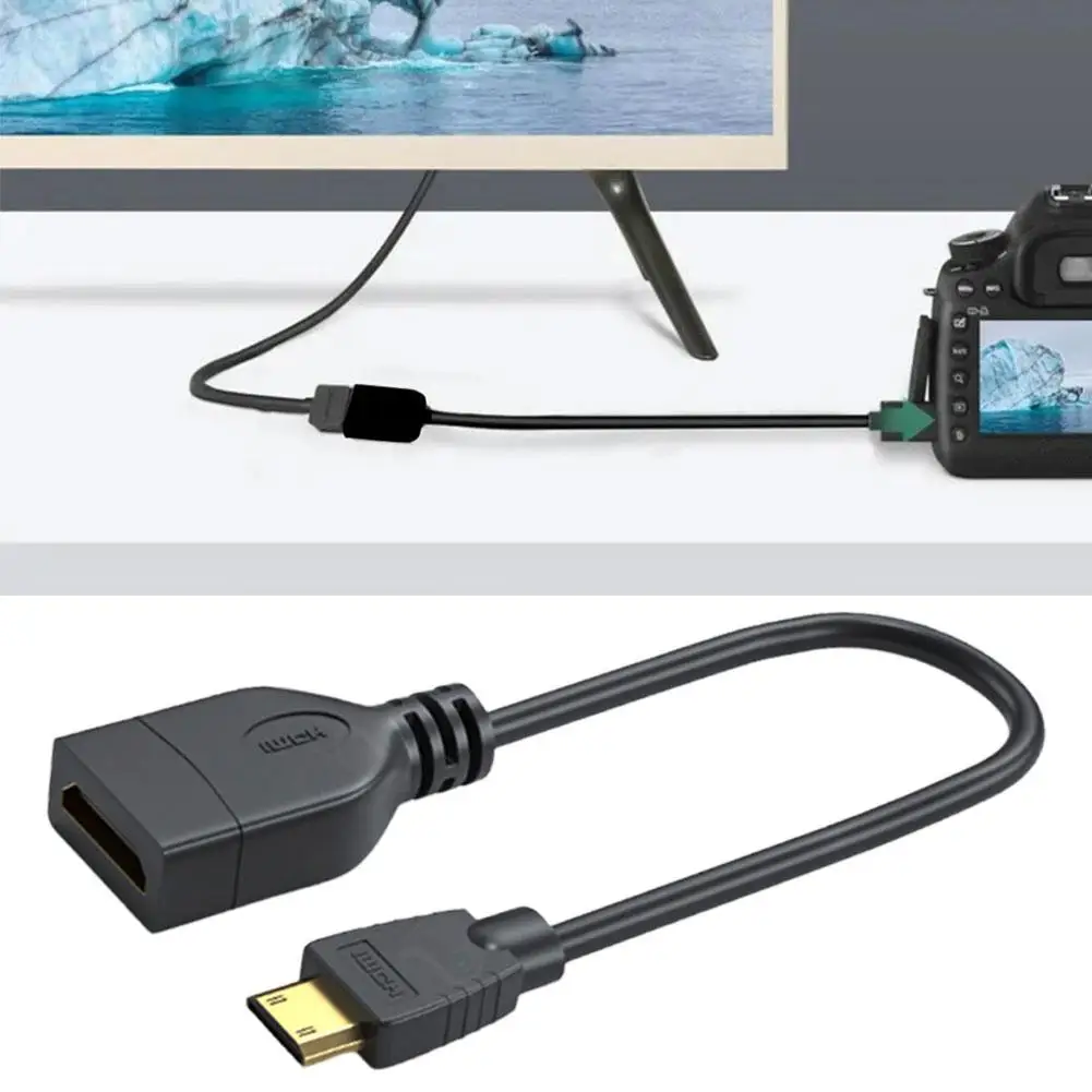 HDMI macho para fêmea cabo adaptador, Mini HDMI compatível com HDMI-cabo fêmea compatível, laptop, Tablet, C2M1