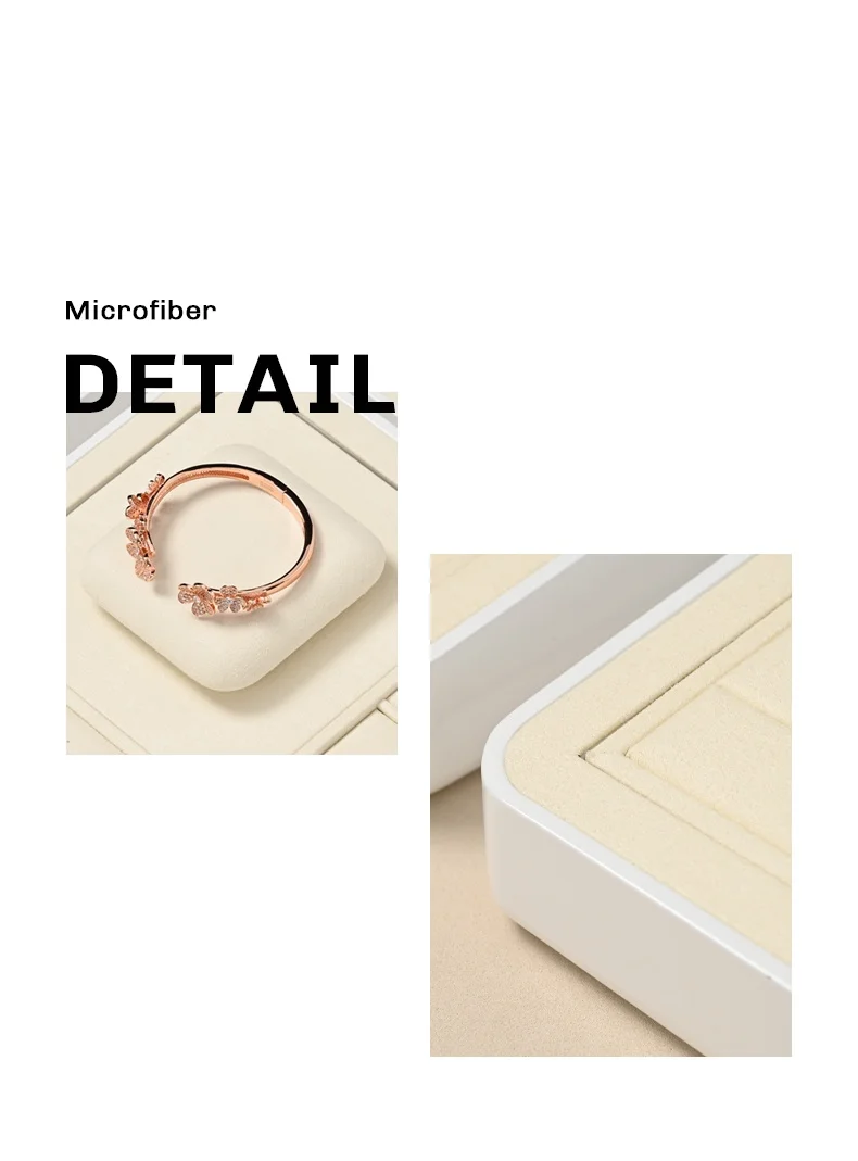 Oirlv Mikrofaser Beige Schmucktablett für Ringe, Ohrringe, Halsketten, Armbänder, Organizer-Tablett, Schmuck-Display-Set für Schaufenster – Detail 9
