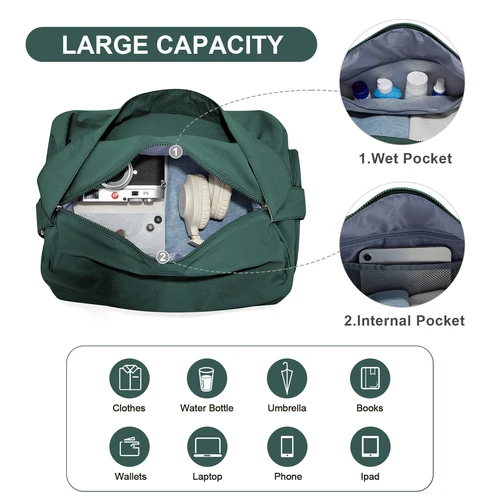 Imagen 2 del producto Bolsa de gimnasio para mujer, bolsa deportiva para Yoga, bolsa de mano, bolsa de viaje con compartimento para zapatos, bolsa de noche para fin de semana, bolsos de un solo hombro