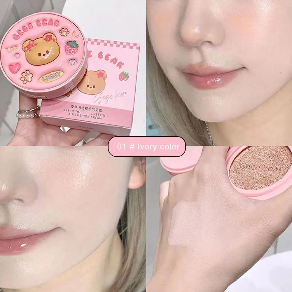 투명 에어 쿠션 BB 크림 경량 천연 컨실러 커버리지 에어 쿠션 메이크업 D7H5를위한 섬세한 파우더