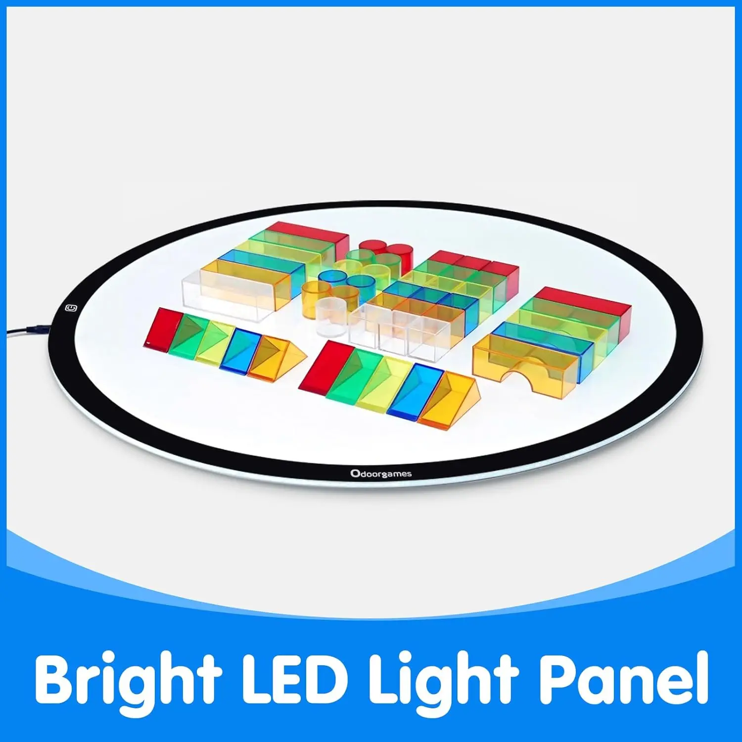 Round LED Light Panel for Kids - Adjustable Brightness Preschool Classroom Creative Exploration Table