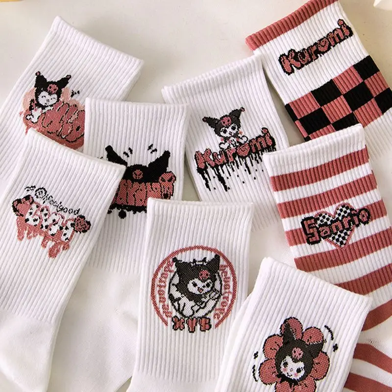 

Милые хлопковые носки Sanrio Мультяшные короткие носки Kuromi простые дышащие поглощающие Пот Спортивные Носки Подарки для девочек