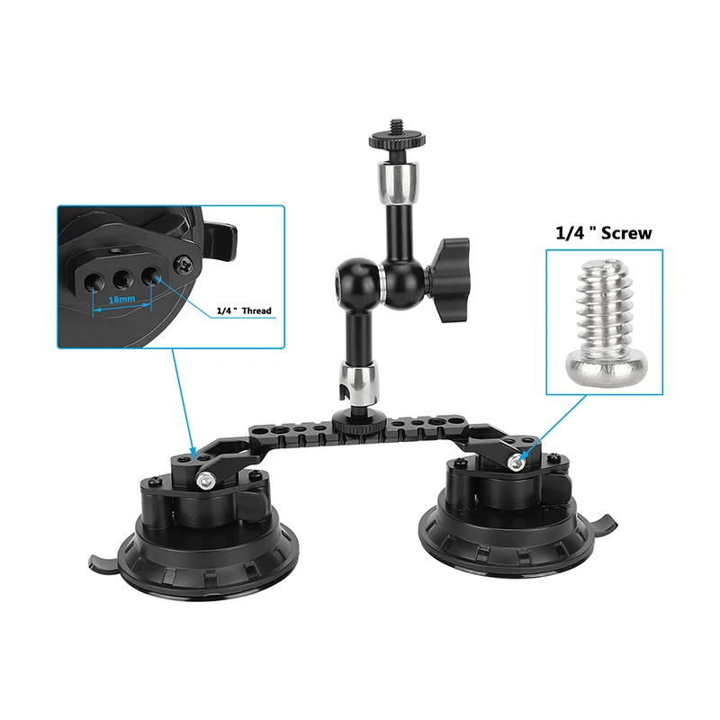 CAMVATE Dual Suction Cup อุปกรณ์ติดกล้องที่มี5.7 "มหัศจรรย์แบบประกบ Arm & NATO Rail สำหรับ Gopro อุปกรณ์เสริม