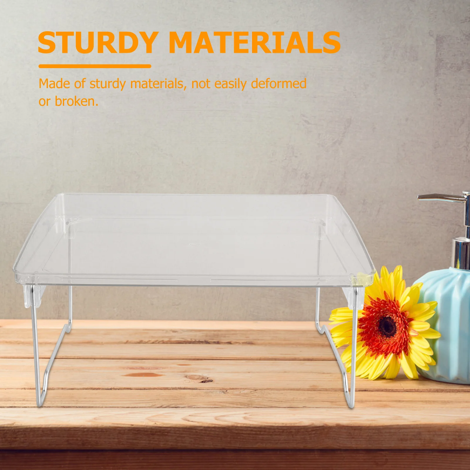 

Transparent Foldable Storage Rack Desk Organizer Shelves Plastic Sundries Shelf Rack Office Bathroom Bedroom Locker