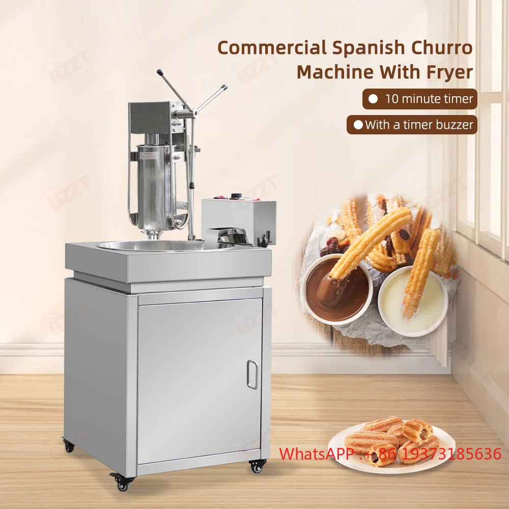 Máquina De Churros español Vertical De 5L con freidora, máquina De Churros Manual comercial, máquina De aperitivos De Churros con freidora De 30L