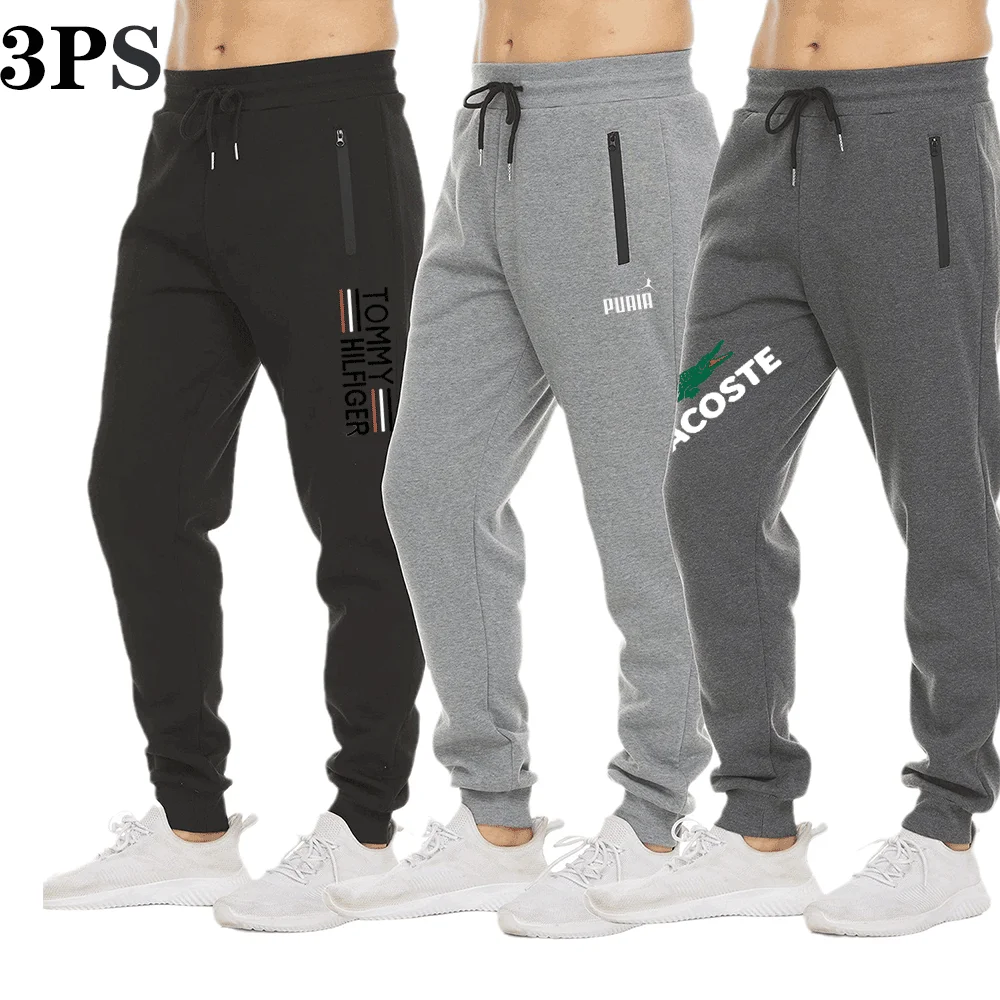 

3 шт. весенне-осенние мужские брюки с карманами на молнии, спортивные повседневные брюки, свободные, большого размера, универсальные, модные и удобные.