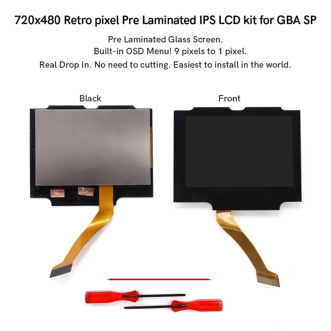 

V5 Drop In Pre Laminated 720x480 Retro Pixel IPS LCD For GBA SP Backlight LCD For GBA SP Console No Need to Cuting Shell