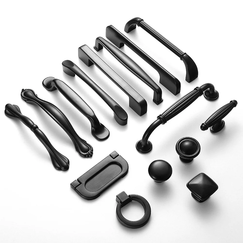 

13-Black Concave Shape Modern Simple Cabinet Handle Durable Lightweight Aluminum Alloy for Drawer Wardrobe Cabinet Handle