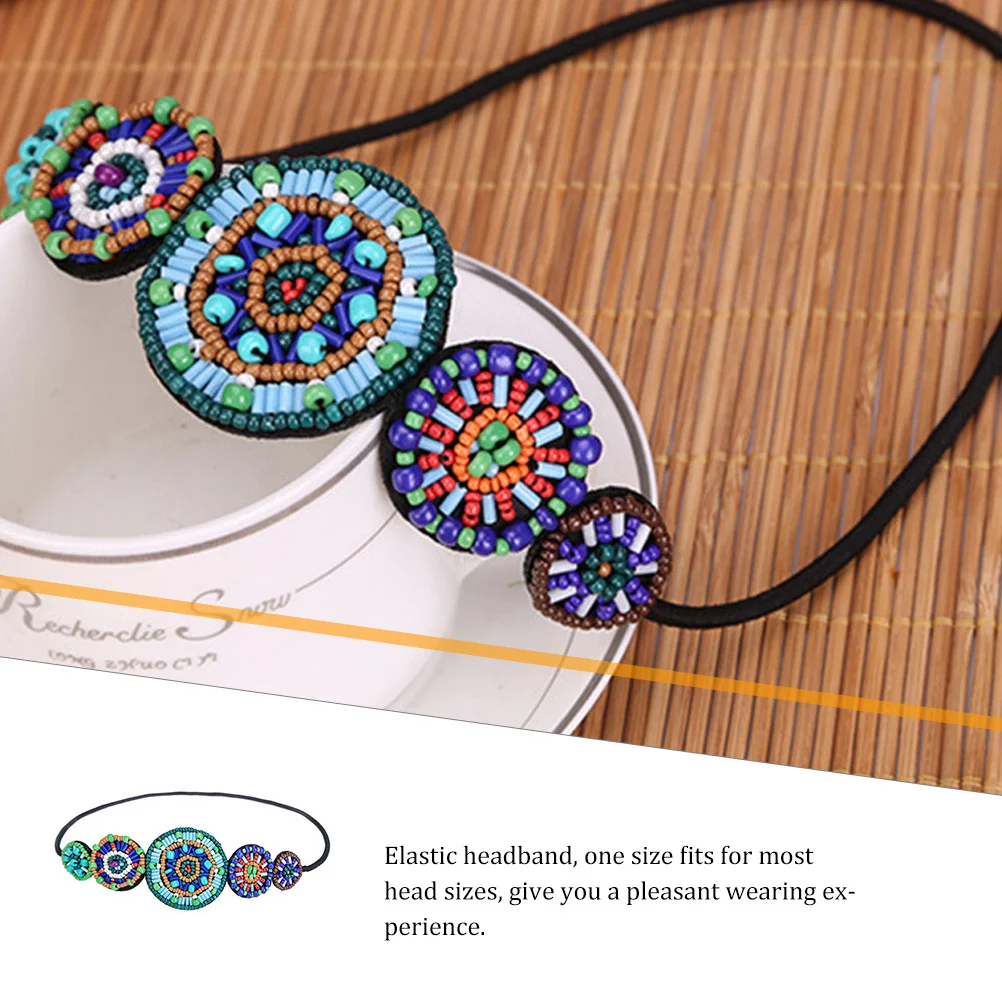 

Elastic Circle Beaded Headband One Size Fits Most Durable Vintage Hairband for Wedding Party Prom Rhinestone Jeweled Headband