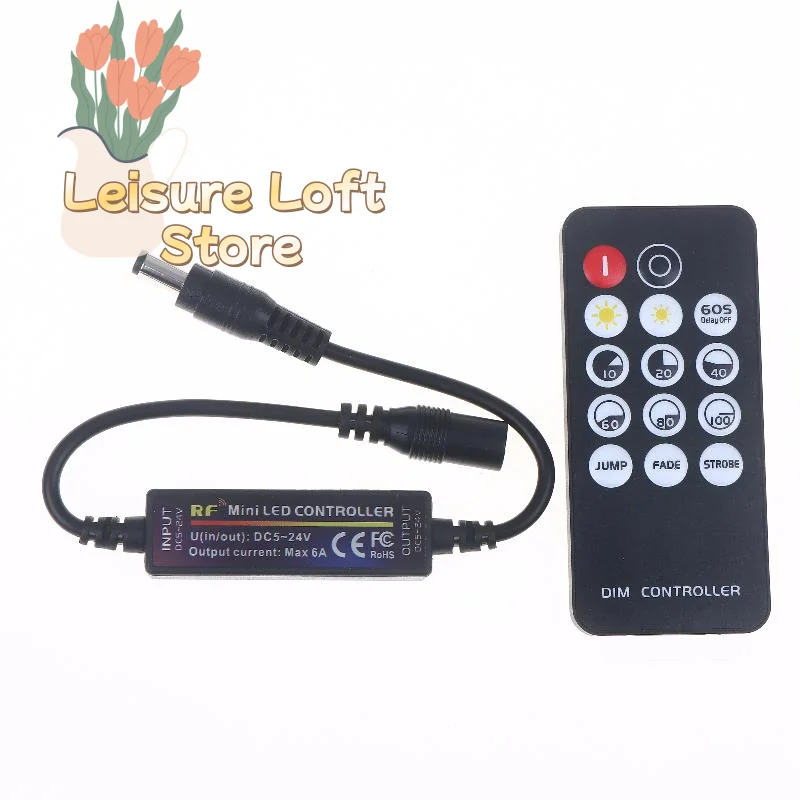 

Беспроводной диммер для светодиодных лент 2.4G с пультом ДУ, простое подключение для домашнего освещения, 14 кнопок, для лент 12В/24В