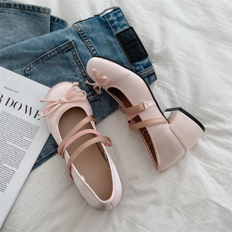 New Spring Autumn Mary Jane Shoes Fashion Shallow Round Toe Mid Heel Shoes Ladies Elegant Outdoor Single Pumps Shoes for Women