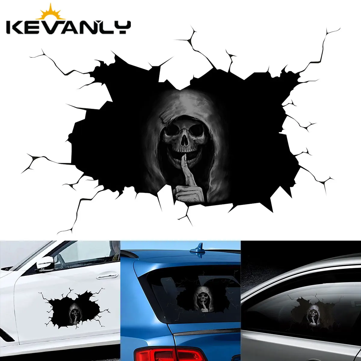 

1 шт. Тихая наклейка в виде черепа на Хэллоуин, страшный Мрачный Жнец, искусственное украшение для автомобиля, грузовика, окна, ветрового стекла, двери, багажника, стены