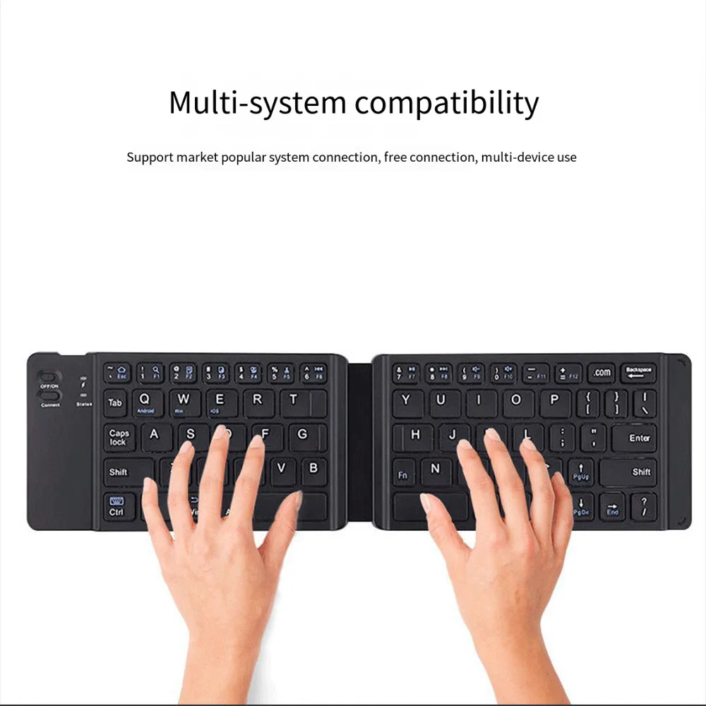 Mini clavier Bluetooth pliable, portable, sans fil, avec support, pour iOS, Android, Windows, smartphones, tablettes