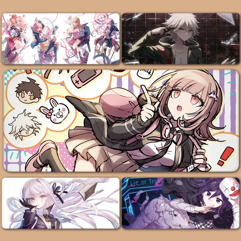 XXL Pink Gamer & Silver Detective & Purple Liar Anime Girls Gaming Mouse Pad Non-Slip Rubber Stitched Desk Mat for PC