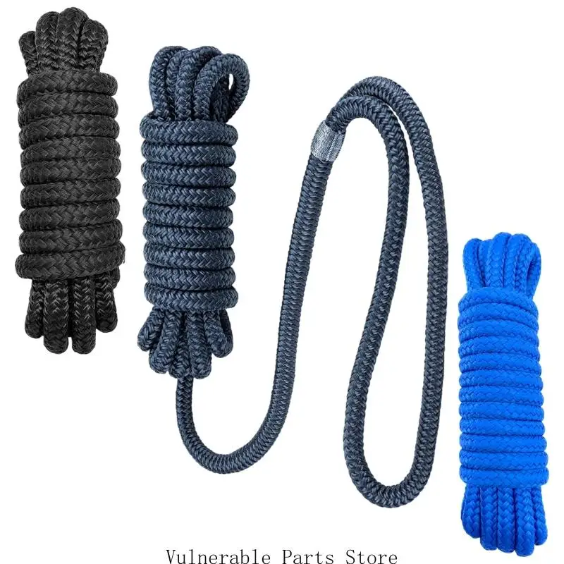 

D0UC 2pcs Marine Nylon Mooring Lines 9.5MM Diameter Double Braided Construction 15 Inch Pre Spliced Rings For Docking And