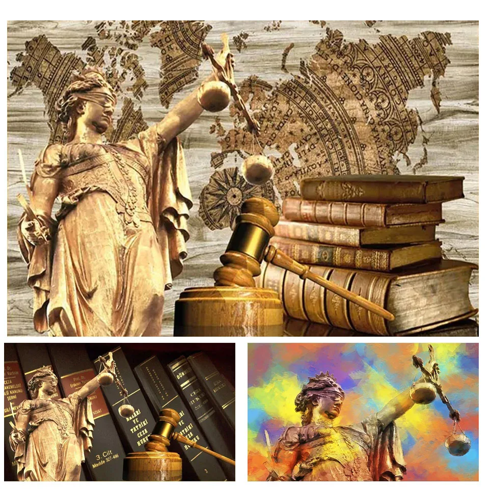 Lady Justice, Diy Diamond Painting Wall Art, Goddess Lawyer Gift Picture, Full Rhinestones Diamond Mosaic Embroidery Law Office