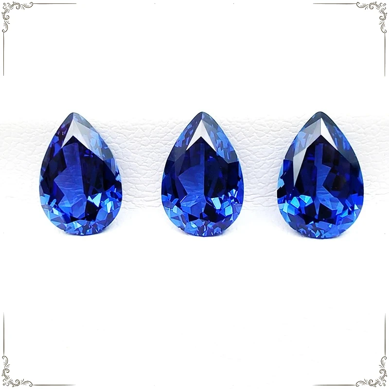 High-Grade Lab Grown Sapphire, Royal Blue Pear Cut AAA+ Clarity,   Verified for Custom Jewelry Design and ProfessionalCrafting