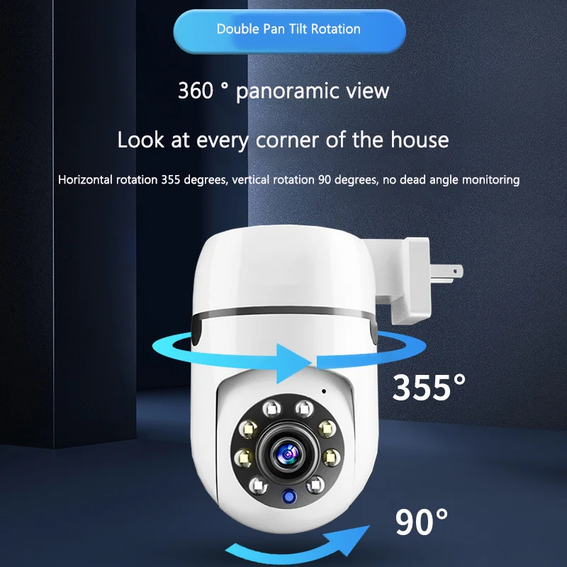 Tuya Intelligent Wireless Mobile Tracking Camera Night Vision Surveillance Camera Home Indoor Dual Light Source WIFI Plug Shaker