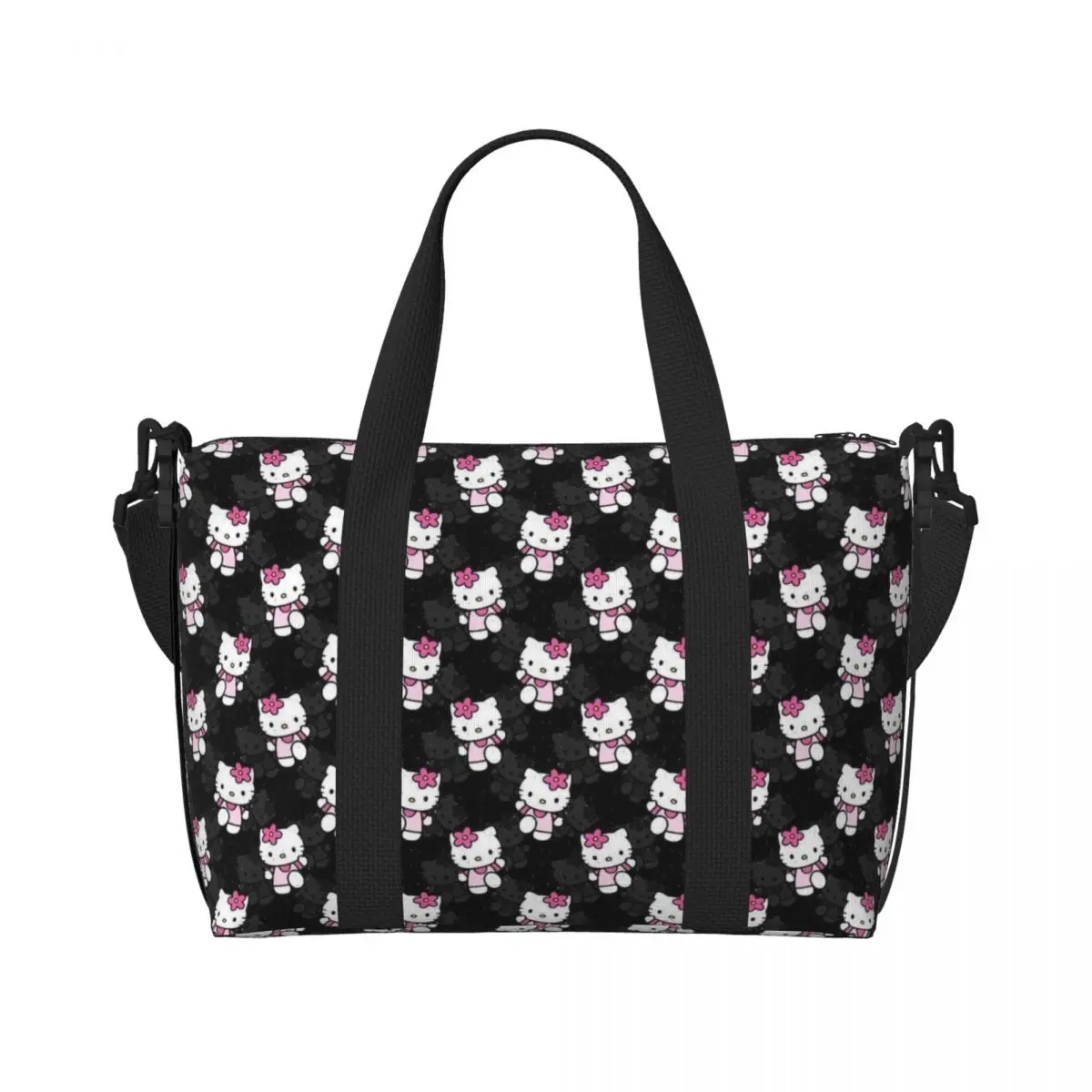 Custom Sanrio Hello Kitty Tote Bag Women Large Capacity Gym Beach Shoulder Travel Bag