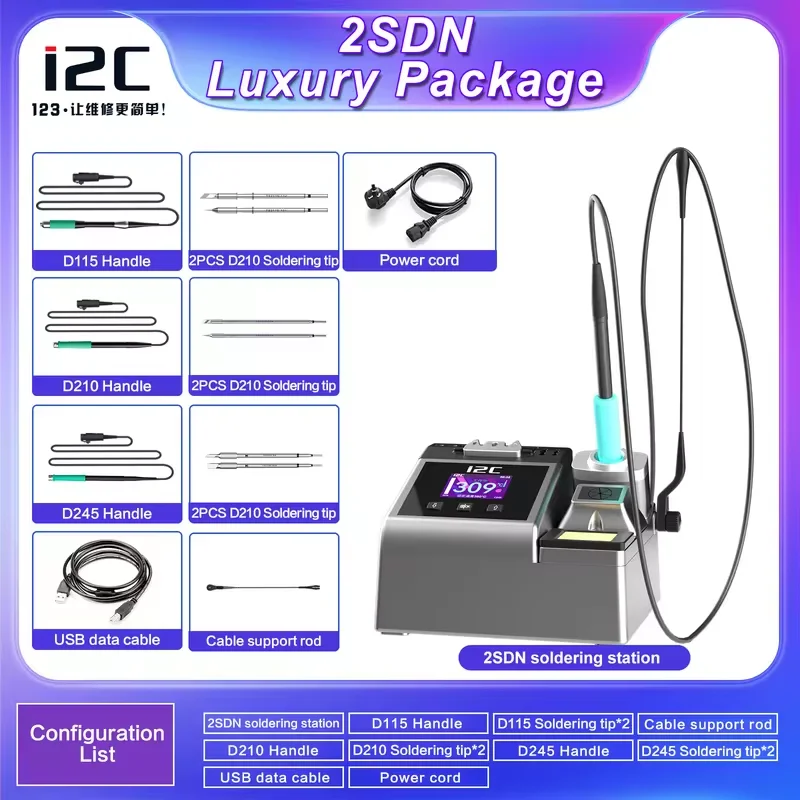 i2C 2SDN Soldering Station 180W LCD Display Digital Soldering Iron Kit 1 Second Fast Heating up for Mobile Phone Repair Tools