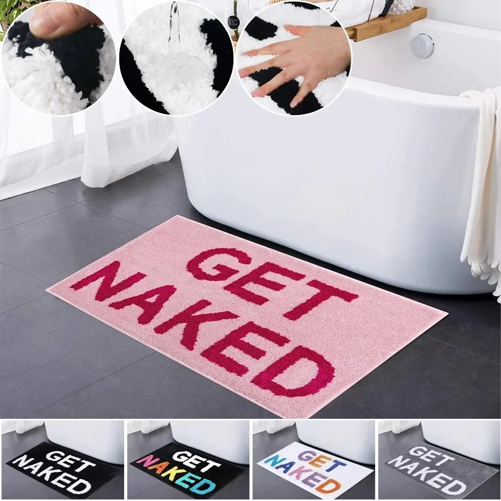 1PC Funny Floor Mats Non Slip Imitation Cashmere Multi-size Bath Rugs Funny Bathroom Decor Black and White Floor Bathroom Carpet