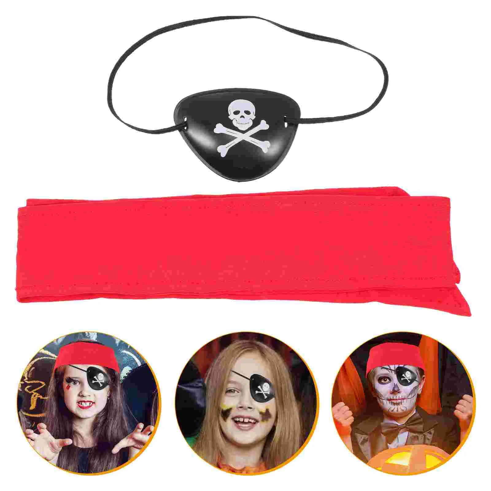 3 Sets Pirate Party Supplies Halloween Cosplay Props Head Band Eye Mask Headband Costume Accessories Polyester ABS Dress Child