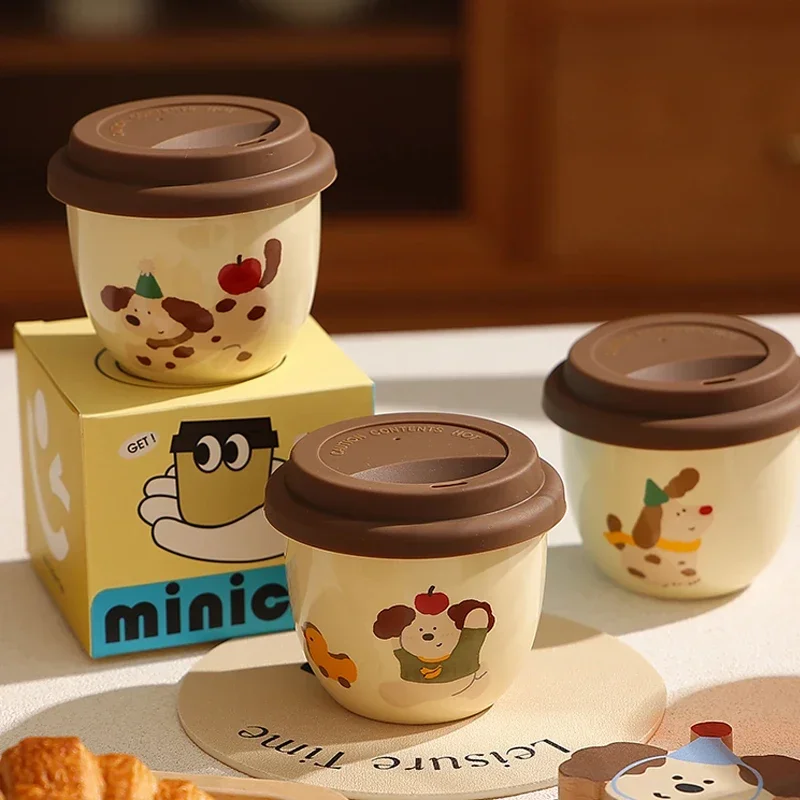 Practical Cute Cartoon Sausage Puppy Cups Exquisite Coffee Cups with Lid One Piece Cups Internet Famous Ceramic Cups Casual Cups
