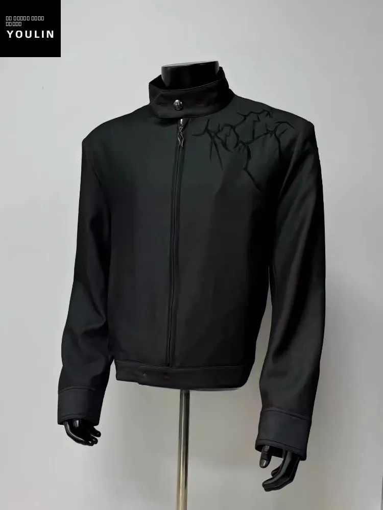 

Мужская куртка You Lun Brand Youth Fashion с вышивкой, стразами и воротником-стойкой в американском стиле High Street