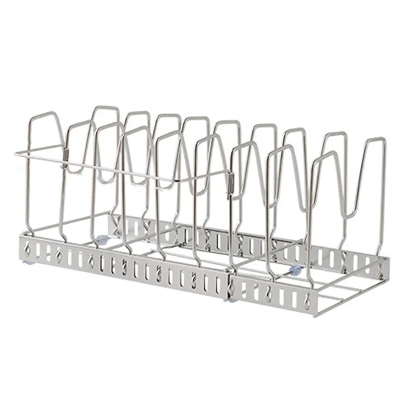 Pan Organiser Rack Pot Lid Organizers with Dividers Expandable Pot Pan Lid Rack Bakeware Storage Organizer