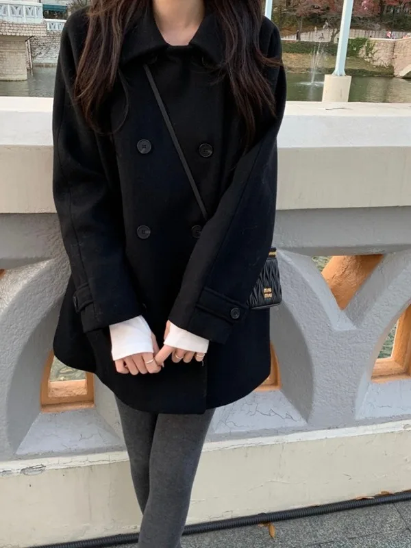 Warm Woolen Coat Women's Faionable Winter Outerwear Double Row Buttons Cotton  Agel Sle Chinese Brand