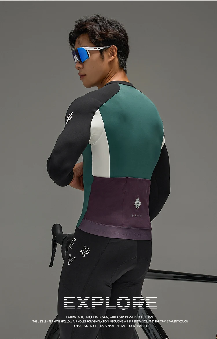 EVR Herren Winter Fleece Fahrradtrikot, Thermo-Langarm-Fahrradoberteil, winddichte, atmungsaktive Rennradjacke – Detail 25