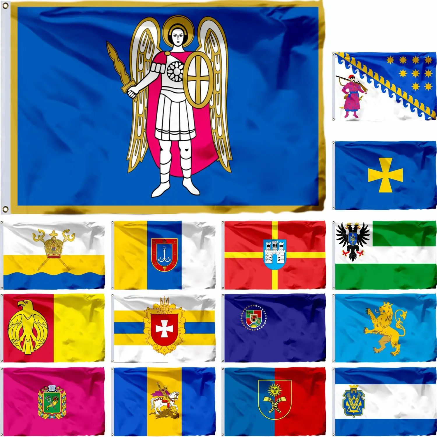 Ukraine Kyiv Kurovskyi State Flag UK Kiev Oblast and Kiev Oblast 3X5FT Kirovohrad Oblast 90X150CM Dnipropetrovsk Oblast Banner