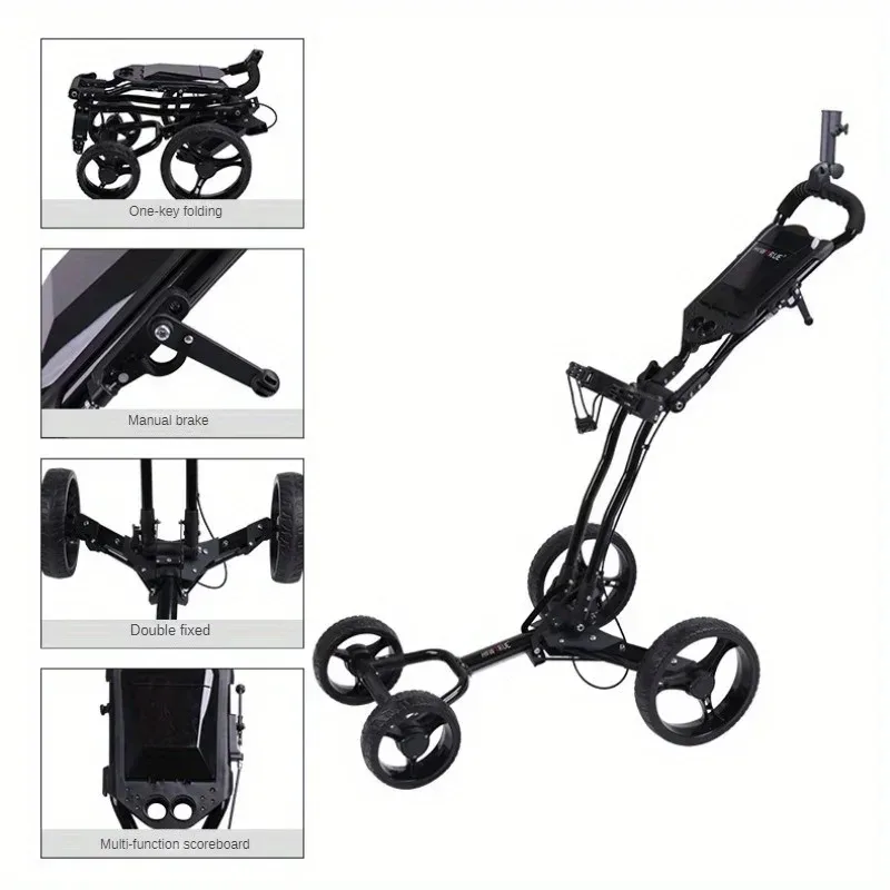 New Lightweight Golf Cart with 4 Wheels-Foldable, Durable Golf Push Cart for Easy Storage & Transport Multi-color Selection