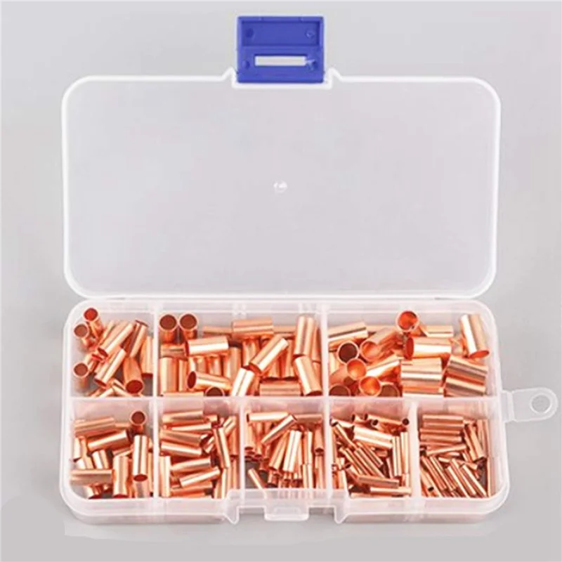 

【Price-Drop!】750Pcs GT Copper Connecting Pipe Wire Joint Small Copper Tube Terminal Cable Lug Bootlace Ferrule Kit