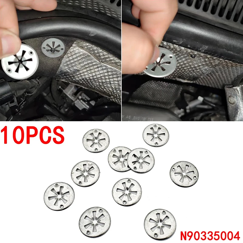 10pcs Metal Hood Bonnet Engine Insulation Cover Clips Heat Shield Clip For VW T4 T5 Golf POLO MK3 MK4 Fasteners Clips N90796501