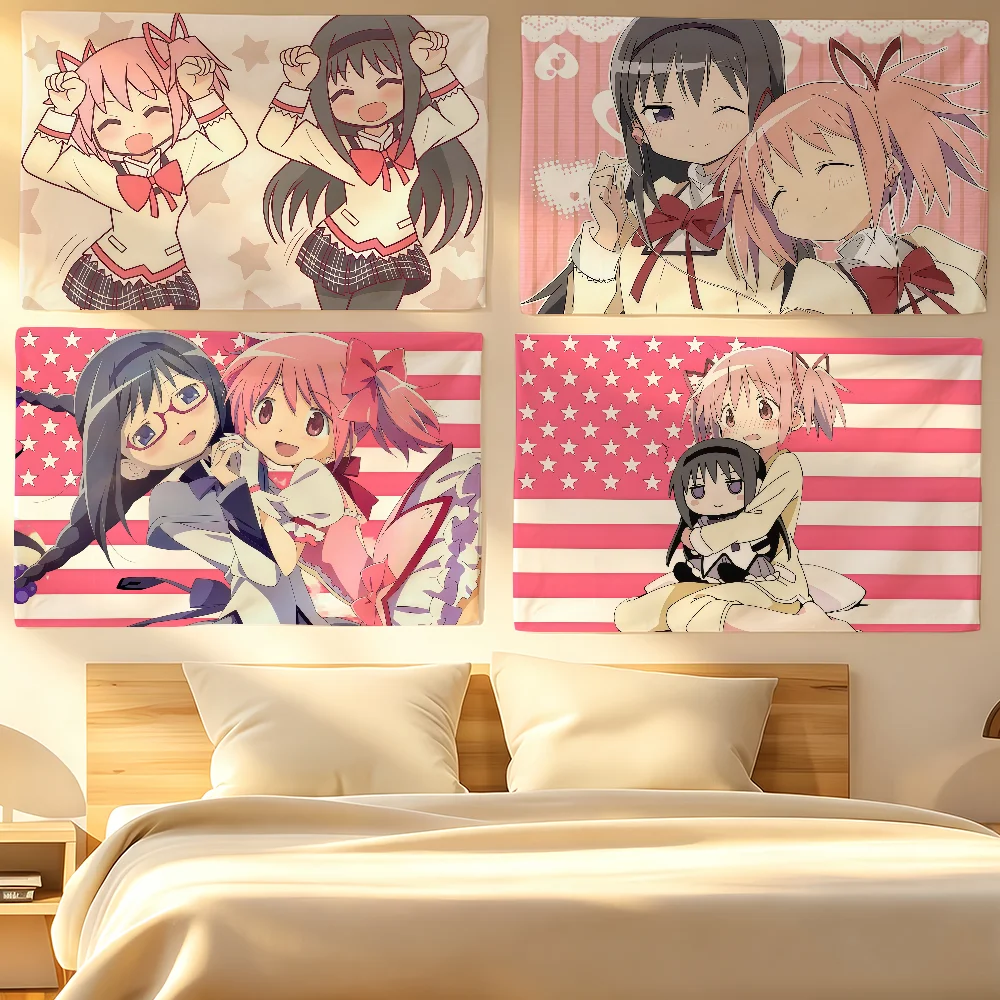 アニメ「魔法少女まどか☆マギカ」の旗、リビングルーム、自宅、 - Outdoor Camping Anime のレビューと価格