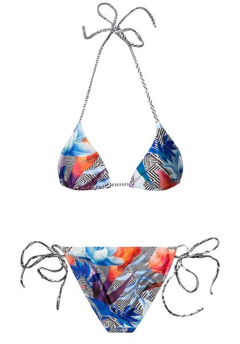 Women's  Floral Print Triangle Bikini Set Sexy Halter Neck Beach Swimwear for Summer Vacation